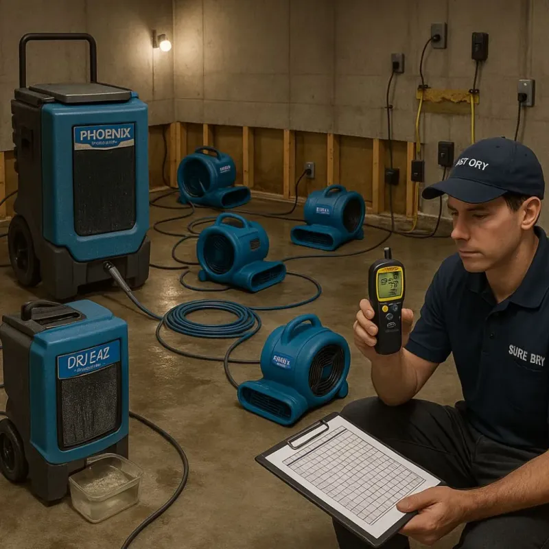 Structural Drying and Dehumidification process in Four Oaks, NC